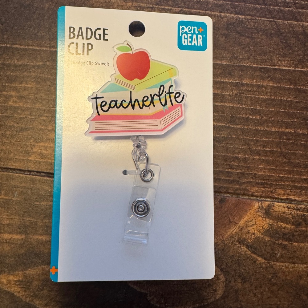 Pen+Gear Teacher Life Badge Clip Badge Clip Swivels New